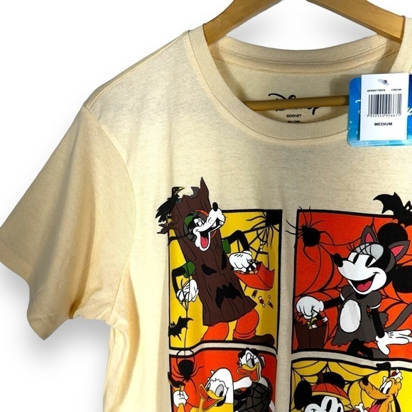 Disney Paneled Halloween Motif Graphic Short Sleeve Tee, Peach, Size Medium - Picture 3 of 11